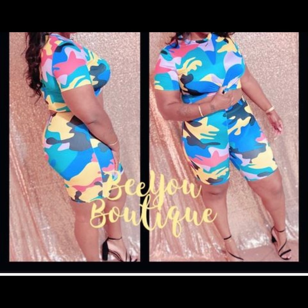 Colorful two piece camouflage set
